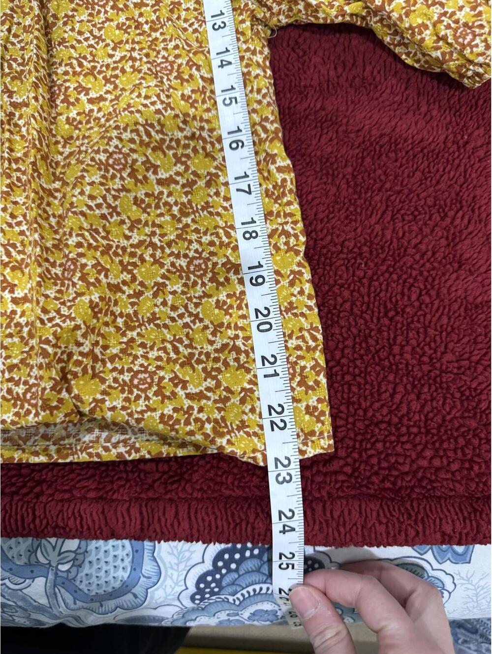 Universal Thread Yellow Floral Boho Peasant Blouse Size M Smocked Puff Sleeve - Picture 7 of 9